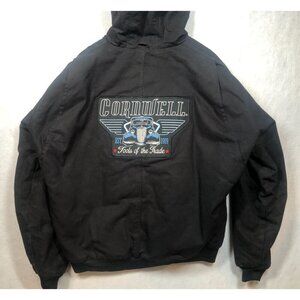 Berne Workwear Cornwell Tools Canvas Jacket Black Work Coat Quilted Hood Mens XL